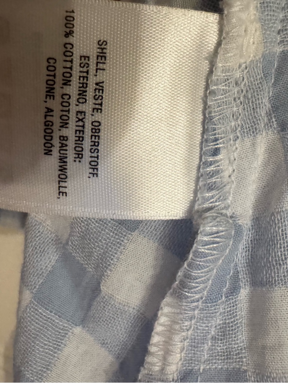 Anthropologie Light Blue and White Gingham Button-Front Tie-Waist Blouse - Picture 6 of 9